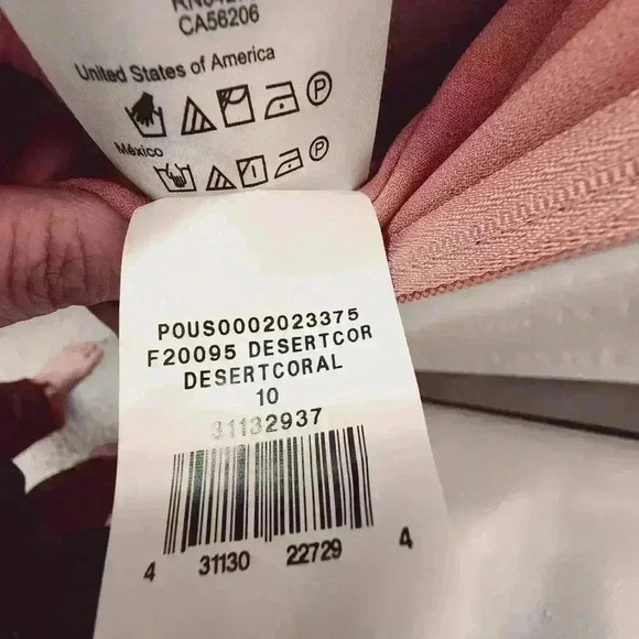 David's Bridal  Long Satin Spaghetti Strap Dress Coral Peach Size 10(D5.22.10) - Picture 3 of 8